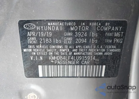 2020 Hyundai Elantra Sel from USA, damaged, VIN KMHD84LF4LU915914
